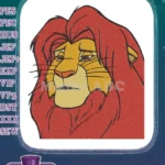 Majestic Red Maned Lion King Character Embroidery Designs - Instant Download