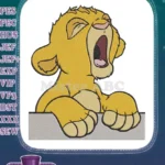 Adorable Simba Yawning Lion Cub Character Embroidery Designs - Instant Download