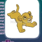 Cute Simba lion cub playful pouncing embroidery designs for kids - Instant Download