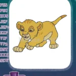 Playful Simba Lion Cub Cartoon Embroidery Designs for Kids - Instant Download