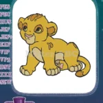 Cute animated golden lion cub embroidery designs for children - Instant Download