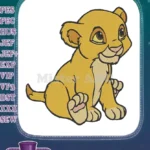 Happy Sitting Simba Lion Cub Jungle Themed Embroidery Designs - Instant Download