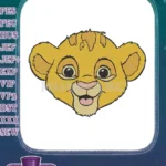 Smiling Lion Cub Face Embroidery Designs for Kids Clothing - Instant Download