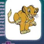 Smiling playful baby lion cub cartoon embroidery designs - Instant Download