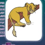 Cute Simba Sleeping Lion Cub on Tree Branch Embroidery Designs - Instant Download