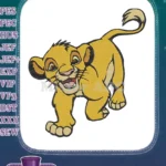 Playful Simba Lion Cub Cartoon Embroidery Designs for Kids - Instant Download