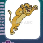 Playful Simba Lion King Cub Pouncing Embroidery Designs - Instant Download