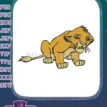 Sad Lion Cub Simba Cartoon Embroidery Designs for Kids - Instant Download