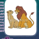 Majestic Lion King Simba and Nala cartoon embroidery designs - Instant Download
