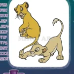 Playful Simba and Nala Lion King Cubs embroidery designs - Instant Download