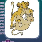 Playful Lion King Simba and Nala Cub Embroidery Designs - Instant Download