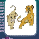 Happy playful Disney Lion King Simba Nala cub embroidery designs - Instant Download