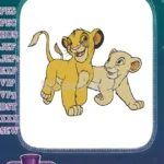 Happy Simba and Nala Lion King cub embroidery designs - Instant Download