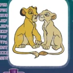 Cute Lion King cubs Simba Nala affectionate embroidery designs - Instant Download