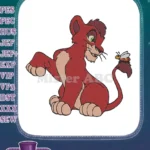 Cute Red Lion Cub with Bee on Tail Embroidery Designs - Instant Download