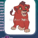 Mischievous Young Scar Lion Cub Cartoon Embroidery Designs - Instant Download
