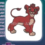 Playful Young Scar Lion Cub Cartoon Embroidery Designs - Instant Download