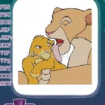Disney Lion King Nala licking Simba cub embroidery designs - Instant Download