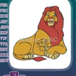 Mufasa and Simba Lion King father son embrace embroidery designs - Instant Download