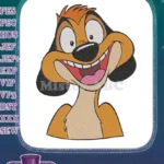 Happy Smiling Timon Meerkat Disney Cartoon Character Embroidery Designs - Instant Download