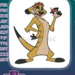 Happy Timon Meerkat Holds Bug Lion King Embroidery Designs - Instant Download