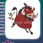 Pumbaa the warthog and Timon meerkat running embroidery designs - Instant Download