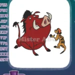 Funny Pumbaa and Timon Lion King cartoon character embroidery designs - Instant Download