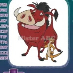 Happy Pumbaa Warthog and Timon Meerkat Disney embroidery designs - Instant Download