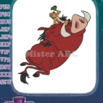 Timon and Pumbaa flying happy Lion King cartoon embroidery designs - Instant Download