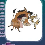 Startled Pumbaa Warthog and Timon Meerkat Funny Embroidery Designs - Instant Download