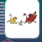 Simba Timon Pumbaa Running Lion King Friends Embroidery Designs - Instant Download