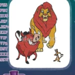 Lion King Simba Pumbaa Timon cartoon embroidery designs for fans - Instant Download