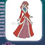 Princess Ariel Holiday Winter Red Coat Embroidery Designs - Instant Download