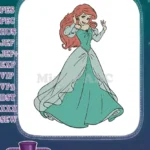 Ariel The Little Mermaid Princess in Teal Dress embroidery designs - Instant Download