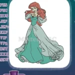 Ariel Little Mermaid Princess Ball Gown Blue Dress Embroidery Designs - Instant Download