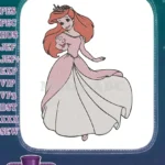 Beautiful Princess Ariel Red Hair Pink Gown Embroidery Designs - Instant Download