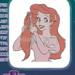 Ariel Little Mermaid Princess Red Hair Dinglehopper Embroidery Designs - Instant Download