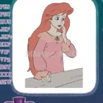 Ariel Little Mermaid Sad Princess Pink Nightgown Embroidery Designs - Instant Download