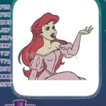 Ariel Little Mermaid princess red hair pink dress embroidery designs - Instant Download