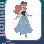 Little Mermaid Ariel Blue Dress Red Hair Embroidery Designs - Instant Download