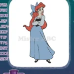 Ariel Little Mermaid Princess with Red Hair Embroidery Designs - Instant Download