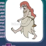 Disney Princess Ariel Human Form Walking Barefoot Embroidery Designs - Instant Download
