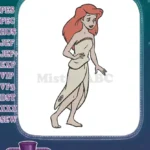 Red-haired Ariel princess human form embroidery designs - Instant Download
