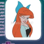 Cartoon Girl Red Hair Blue Bow Black Heart Embroidery Designs - Instant Download