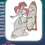 Beautiful Ariel Princess Wedding Gown Mirror Reflection Embroidery Designs - Instant Download