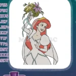 Royal Princess Ariel Holding Wedding Bouquet Embroidery Designs - Instant Download