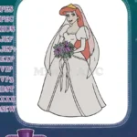 Ariel Little Mermaid Princess Bride Wedding Dress Embroidery Designs - Instant Download