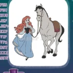 Beautiful Red-Haired Princess and Horse Friendship Embroidery Designs - Instant Download