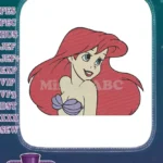 Ariel Little Mermaid Princess Red Hair Embroidery Designs - Instant Download