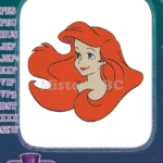 Ariel Little Mermaid Princess Red Hair Embroidery Designs - Instant Download